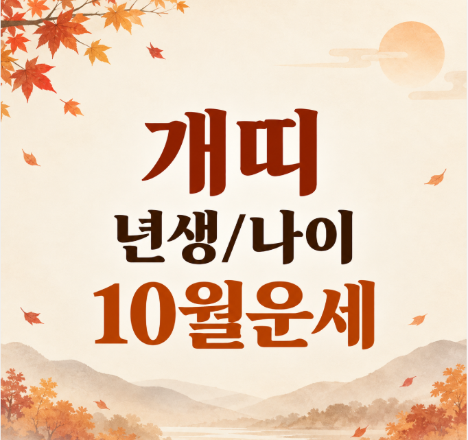 개띠 10월운세(94년,82년,70년, 58년생)｜26년 개띠년생 나이 상극 궁합