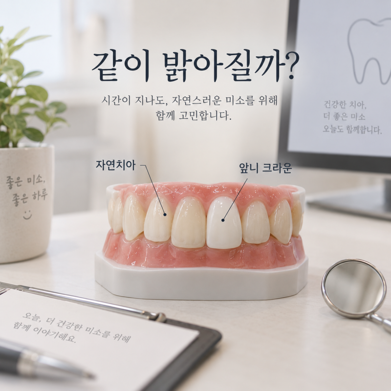 치아미백기계, 앞니 크라운이 있다면 결과가 달라질까