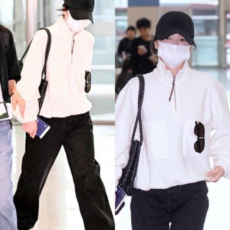 송혜교 밀라노 출국 공항패션, 명품백 들고 신발은 컨버스?