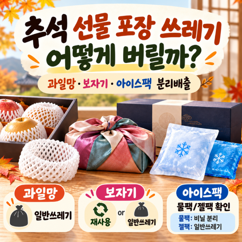 추석 선물 포장 쓰레기 어떻게 버릴까?｜과일망·보자기·아이스팩 분리배출