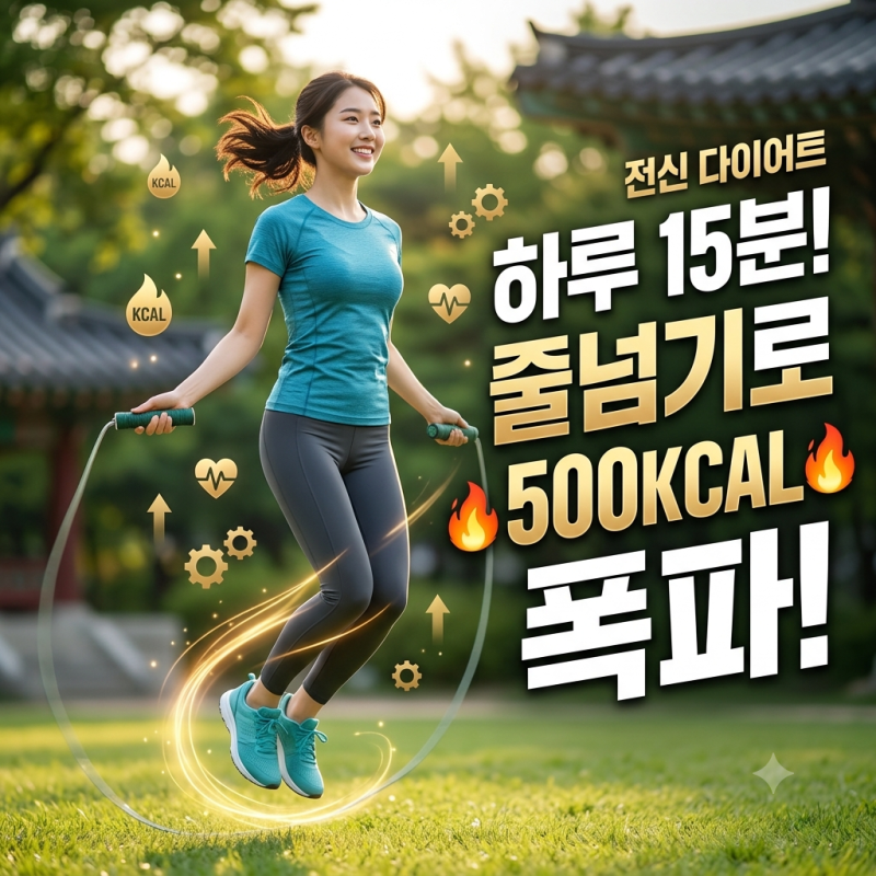 [홈트 추천] 하루 15분으로 500kcal 폭파! '줄넘기 다이어트'의 모든 것 (효과·종류·실전 루틴) ....