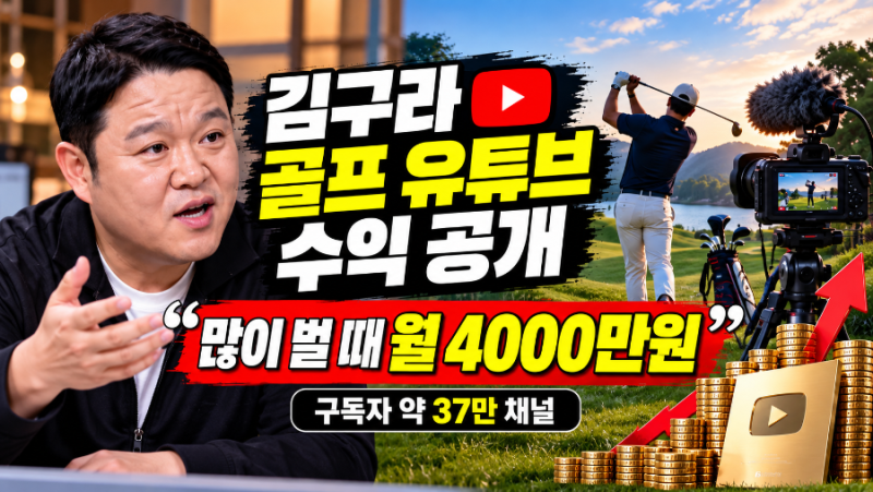 김구라 “골프 유튜브, 많이 벌 때 월 4000만원”…구독자 37만 채널 수익 공개