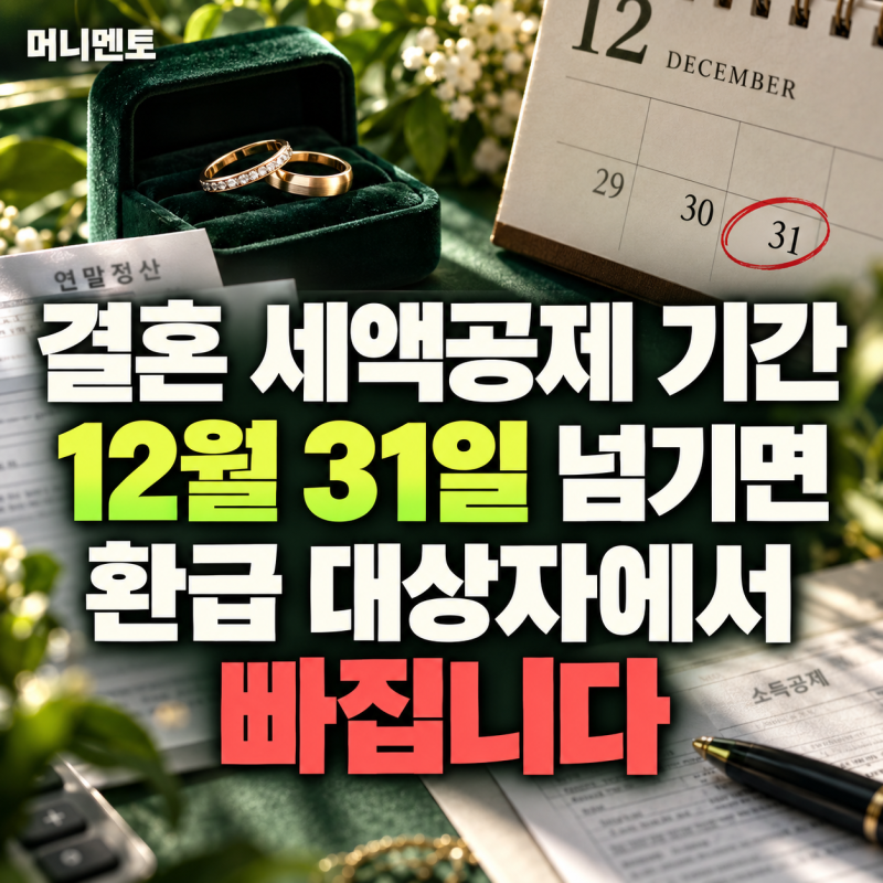 결혼 세액공제 기간, 12월 31일 넘기면 환급 대상자에서 빠집니다