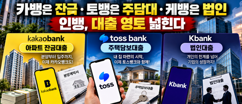 카카오뱅크·토스뱅크·케이뱅크가 서로 다른 대출 시장으로 영역을 넓히는 흐름