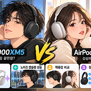 노이즈 캔슬링 헤드폰 끝판왕 비교: 소니 마크5 vs 에어팟 맥스 음질·착용감 완벽 분석