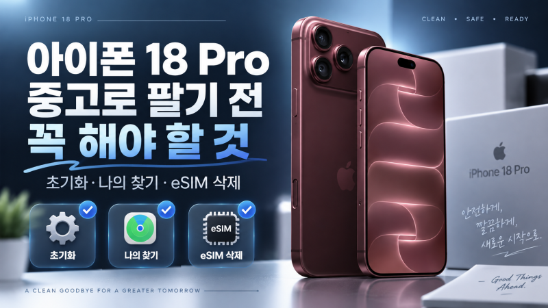 아이폰 18 Pro 중고로 팔기 전 꼭 해야 할 것｜초기화·나의 찾기·eSIM 삭제