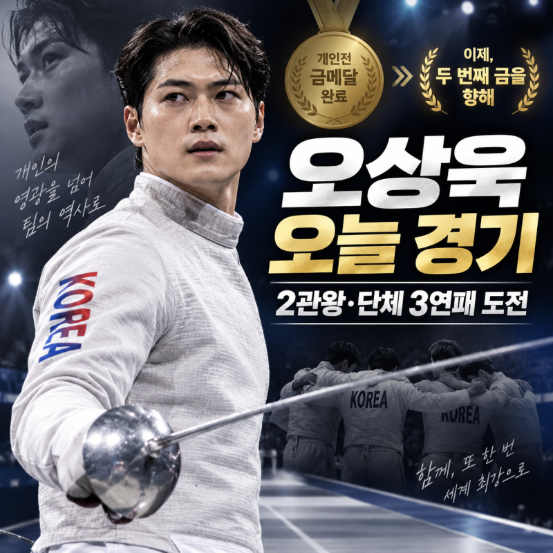 오상욱 오늘 남자 사브르 단체전 출격…2관왕·단체 3연패 도전