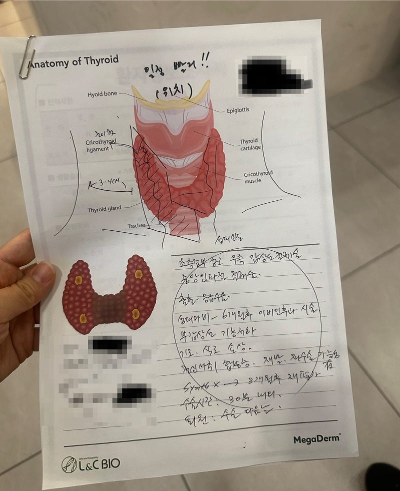 30대 갑상선암 양재 예스클리닉 초진 수술전 검사 혈액검사 갑상선CT 초음파 심전도 검사