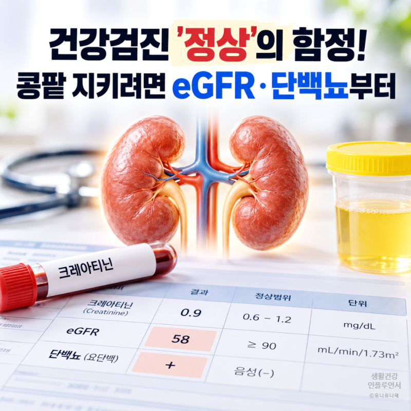 콩팥이 안좋으면? 크레아티닌 수치 정상이어도 사구체여과율(eGFR), 단백뇨 체크!