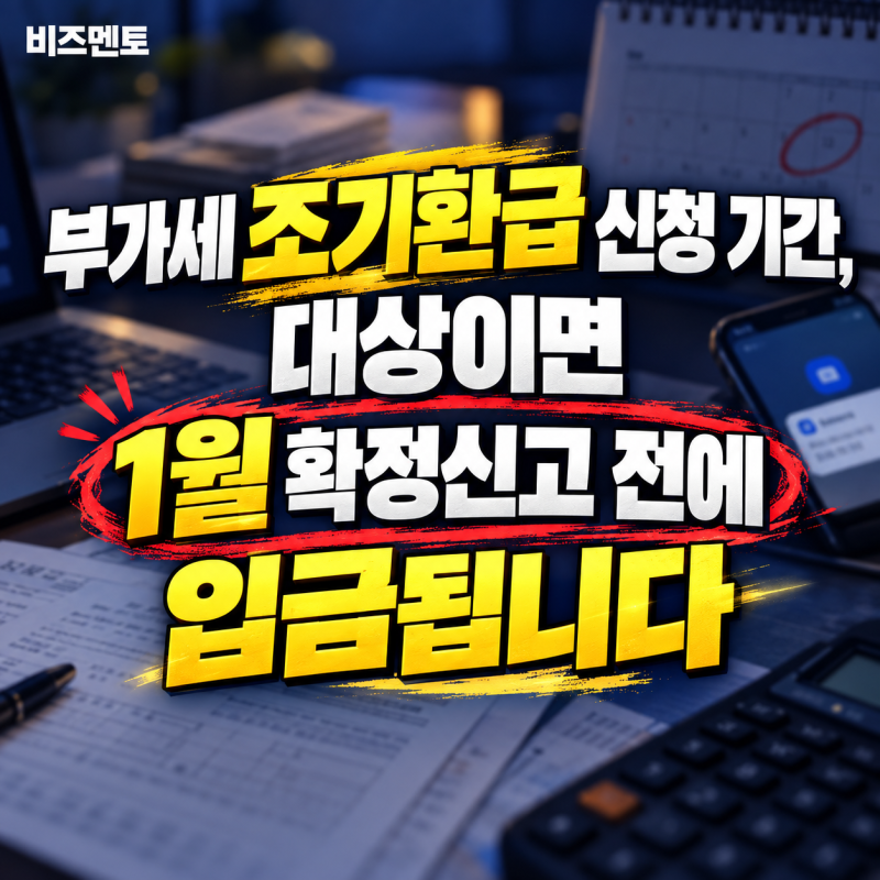 부가세 조기환급 신청 기간, 대상이면 1월 확정신고 전에 입금됩니다