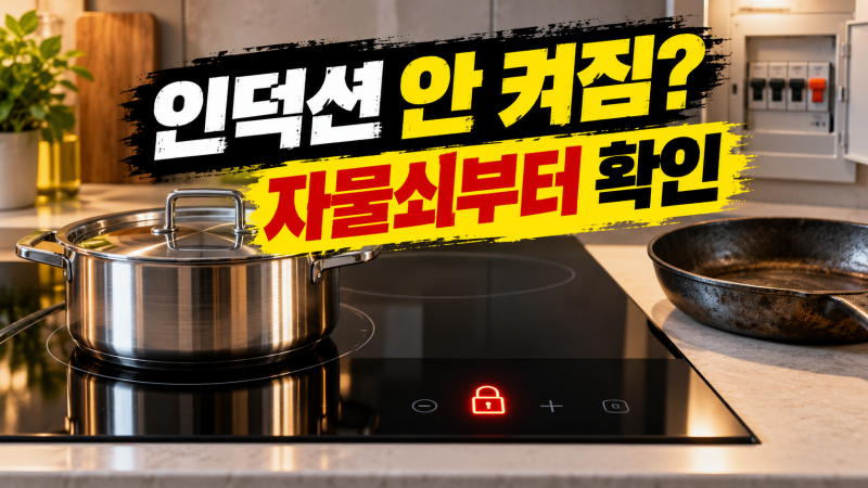 인덕션 전원이 안 켜지거나 자물쇠 표시 뜰 때 확인 순서