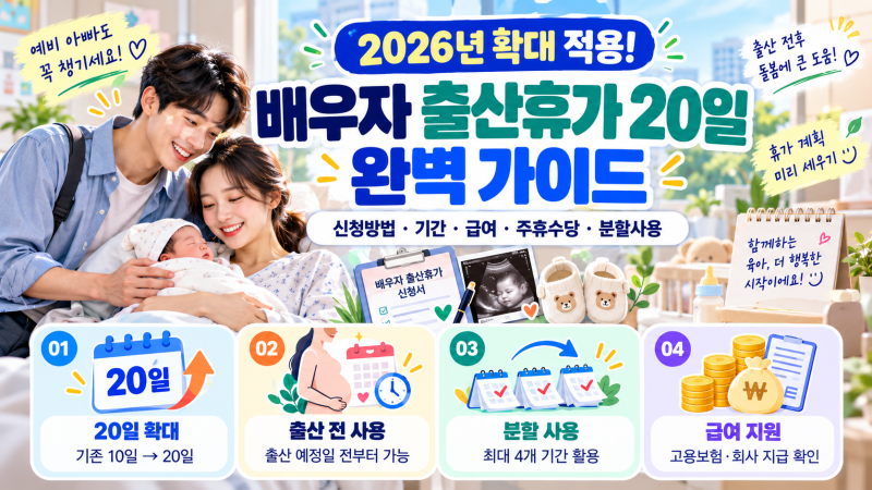2026년 확대 적용! 배우자 출산휴가 20일 완벽 가이드 (+ 배우자 출산전후휴가 신청방법 기간 ....