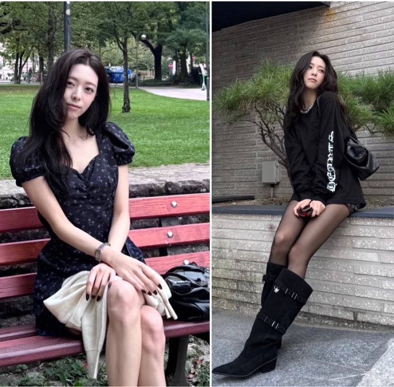 “유나가 말아주는 가을 올블랙 착장” 청순 여친룩 vs 하의실종 핫걸, 온도차 뭐야