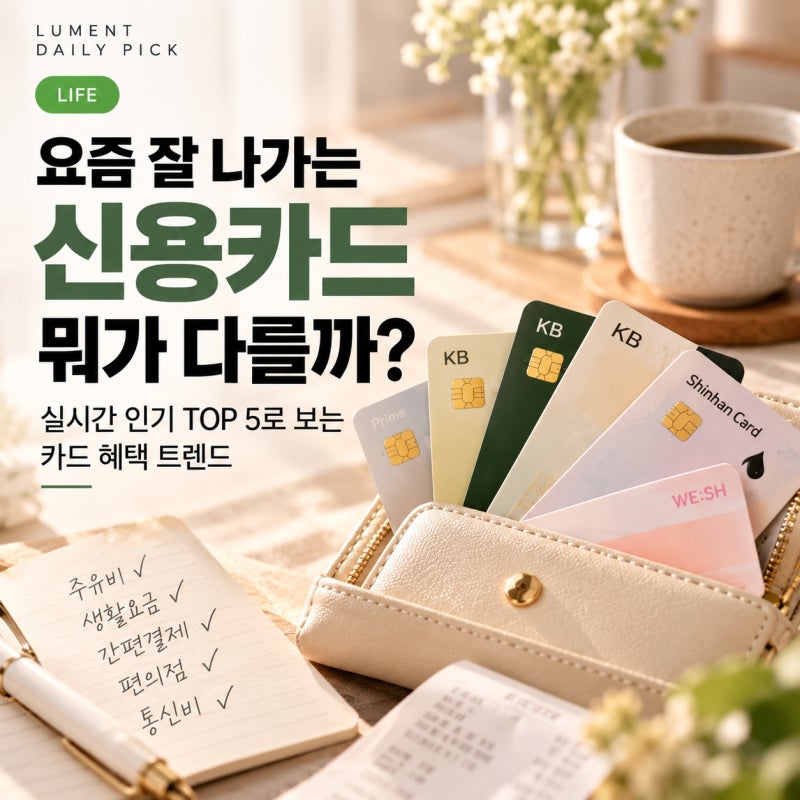 인기 신용카드 TOP 5｜요즘 사람들이 많이 찾는 카드 혜택은?