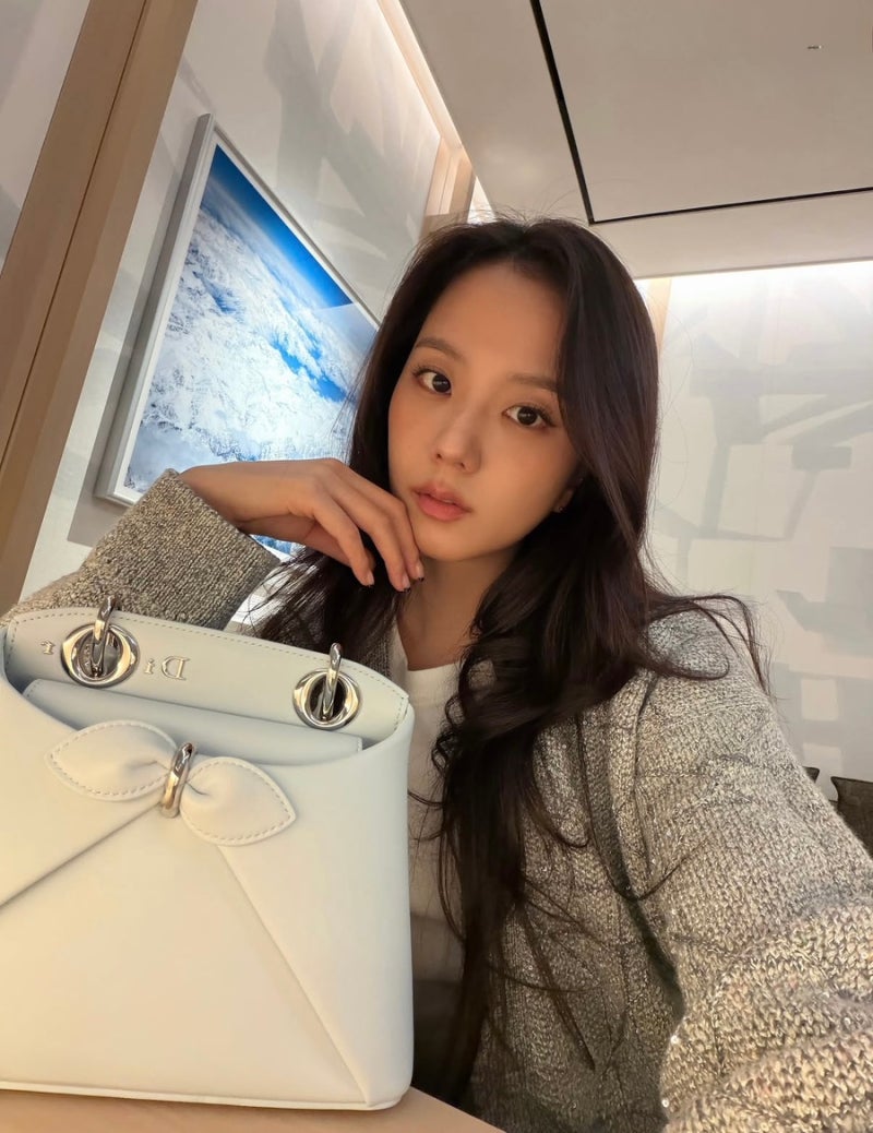 지수 디올 신상 시갈백, 아이스 블루 리본백이 이렇게 예뻤나