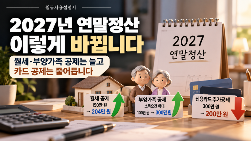 2027년 연말정산 뭐가 달라질까?｜월세·부양가족 공제 늘고 카드 공제는 줄어듭니다