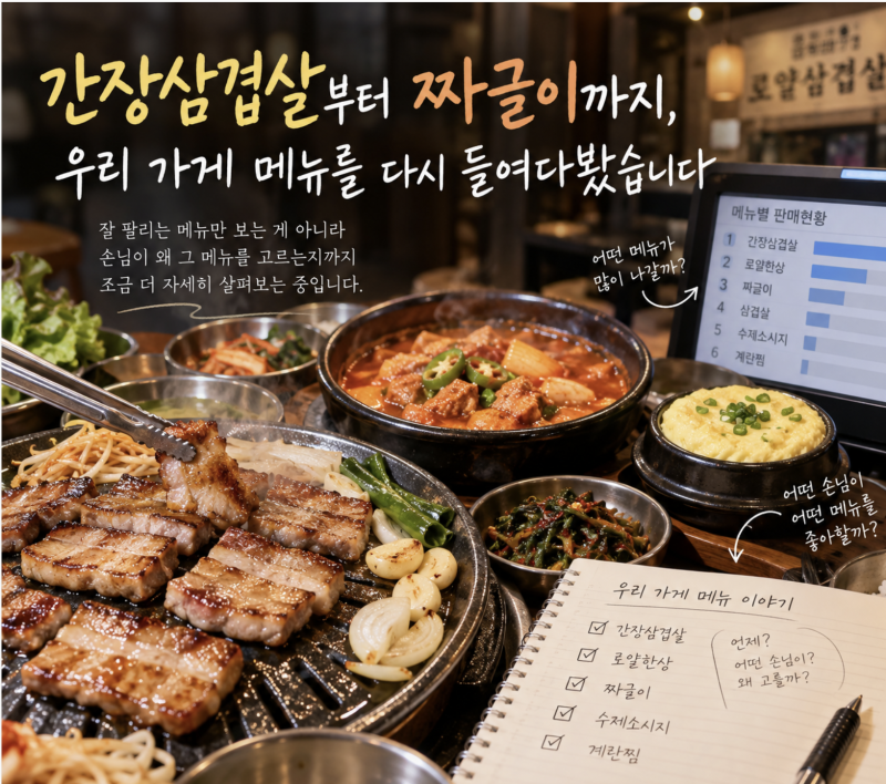 간장삼겹살부터 짜글이까지, 우리 가게 메뉴를 다시 들여다봤습니다