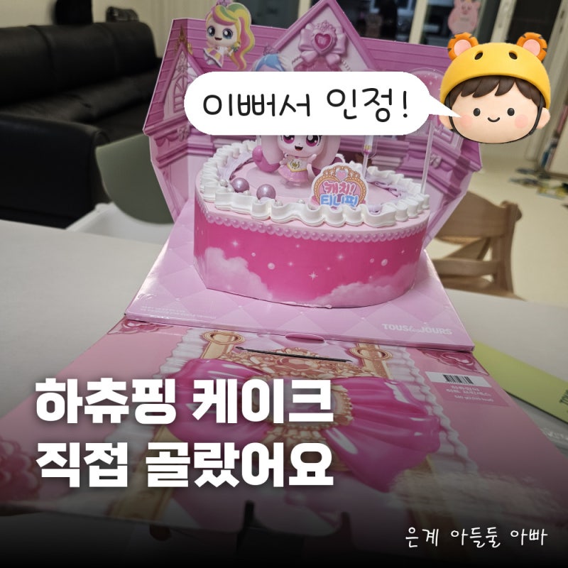 뚜레쥬르 하츄핑 케이크 5살 생일 솔직 후기! 하트 프린세스 39,000원, 맛 (하츄핑 영상편지)