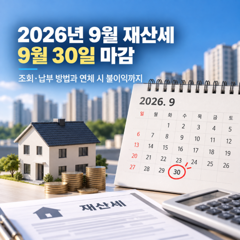 2026년 9월 재산세, 30일까지 안 내면 3% 더 붙는다…조회부터 납부까지 총정리