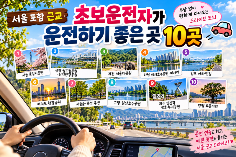 초보운전자 서울·근교 드라이브 코스 BEST 10｜운전연습하기 좋은 곳 추천