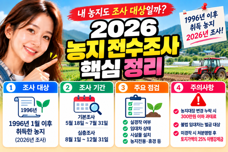 농지 전수조사 과태료 피하는 대응방법: 2026 조사대상·확인법