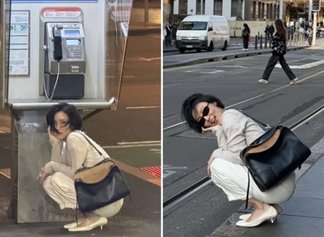 '아빠 팬티룩' 화제였던 화사, 이번엔 시드니 거리에 털썩…마마무 호주 공연 뒤 꾸밈없는 일....