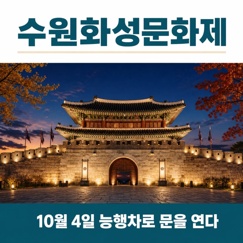 2026 수원화성문화제 일정 총정리, 10월 4일 개막 정조대왕 능행차와 화성행궁 관람료