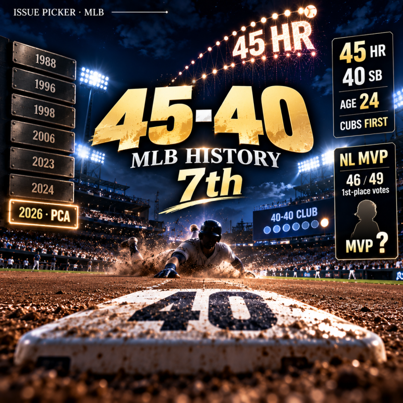 PCA 45홈런-40도루 달성｜MLB 역대 7번째 40-40, NL MVP까지 보인다