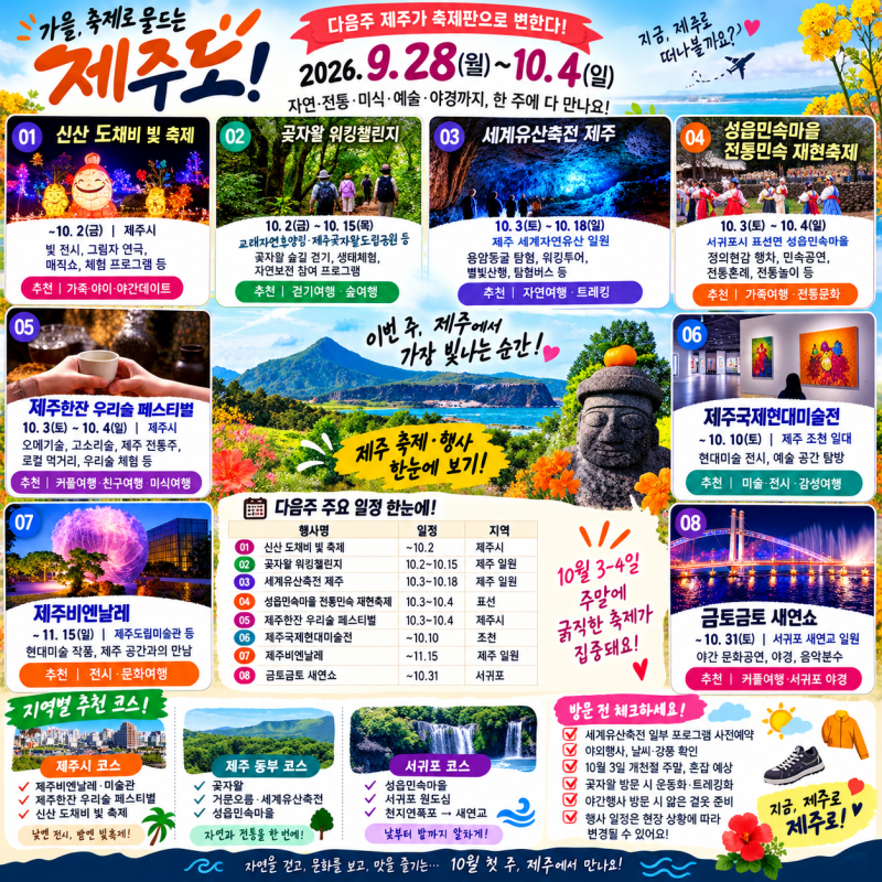10월 첫 주 제주가 축제판으로! 다음주 제주도 축제·행사 총정리
