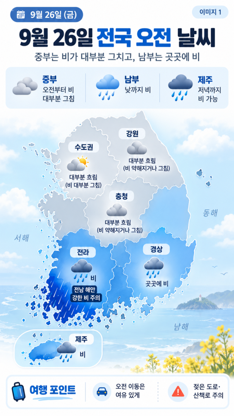 2026년 9월 26일 토요일 여행도시 날씨
