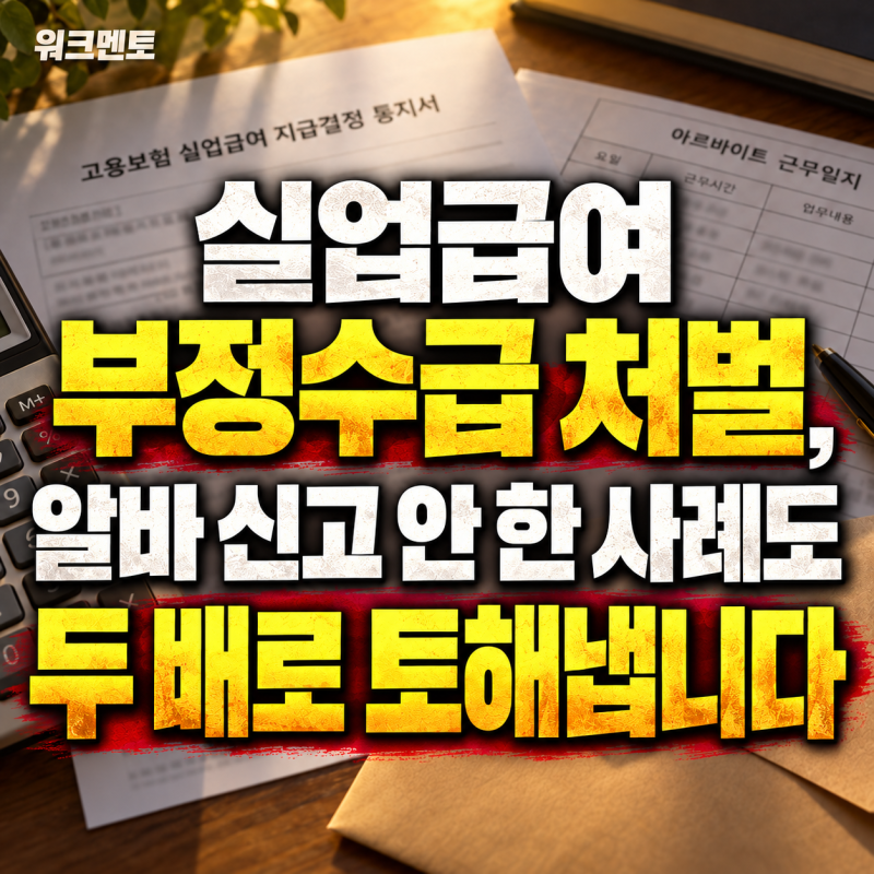 실업급여 부정수급 처벌, 알바 신고 안 한 사례도 두 배로 토해냅니다