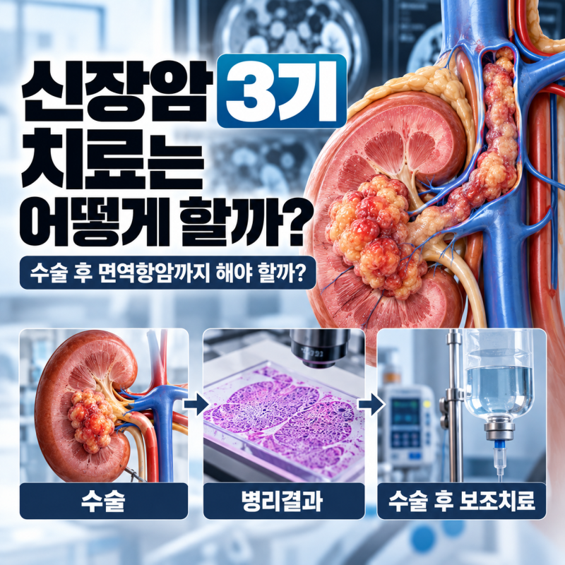 신장암 3기 치료는 어떻게 할까? 수술·종양혈전·면역항암·벨주티판 보조치료 기준