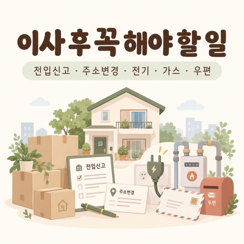이사 후 꼭 해야 할 일 총정리｜전입신고·주소변경·전기·가스·우편