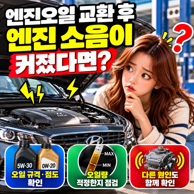 그랜저 IG 엔진오일 교환 후 소음이 커졌다면? 오일 규격·주입량 확인사항
