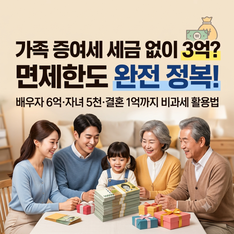가족관계별 증여세 면제한도 금액 완벽 정리 | 배우자 6억·자녀 5천만 원 및 혼인공제 1억 활....