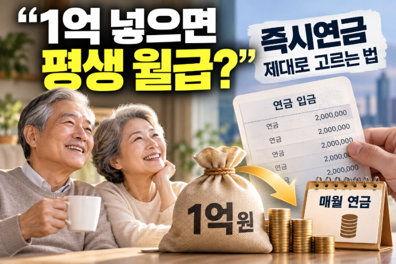 1억 넣으면 평생 월급? 즉시연금 제대로 고르는 5가지 기준