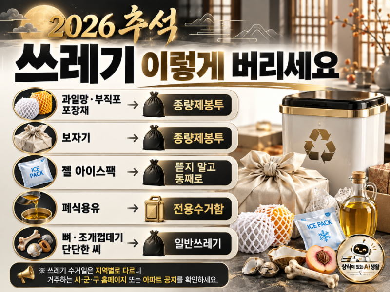 2026 추석 쓰레기 분리배출 총정리｜과일망·보자기·아이스팩, 어디에 버릴까?