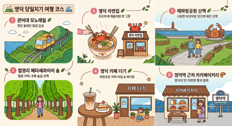 영덕 여행코스 추천｜타보게 관광택시 타고 관어대모노레일부터 해파랑공원까지