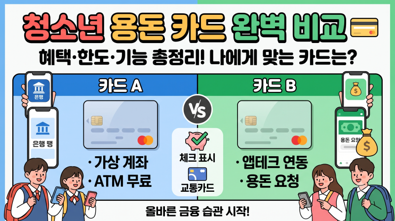 카카오뱅크 미니 vs 토스 유스카드 장단점 비교: 10대 청소년 용돈카드 혜택·한도·기능 완벽 ....