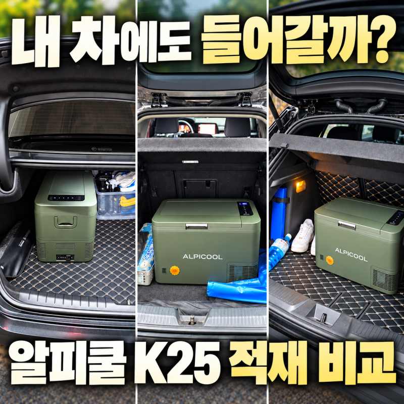 알피쿨 K25 차량용 냉장고 실사용 후기, 세단·SUV·해치백 트렁크 적재