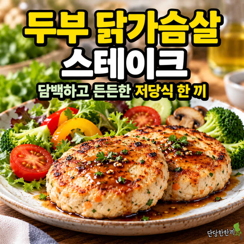 두부 닭가슴살 스테이크, 담백하고 든든한 저당식 한 끼