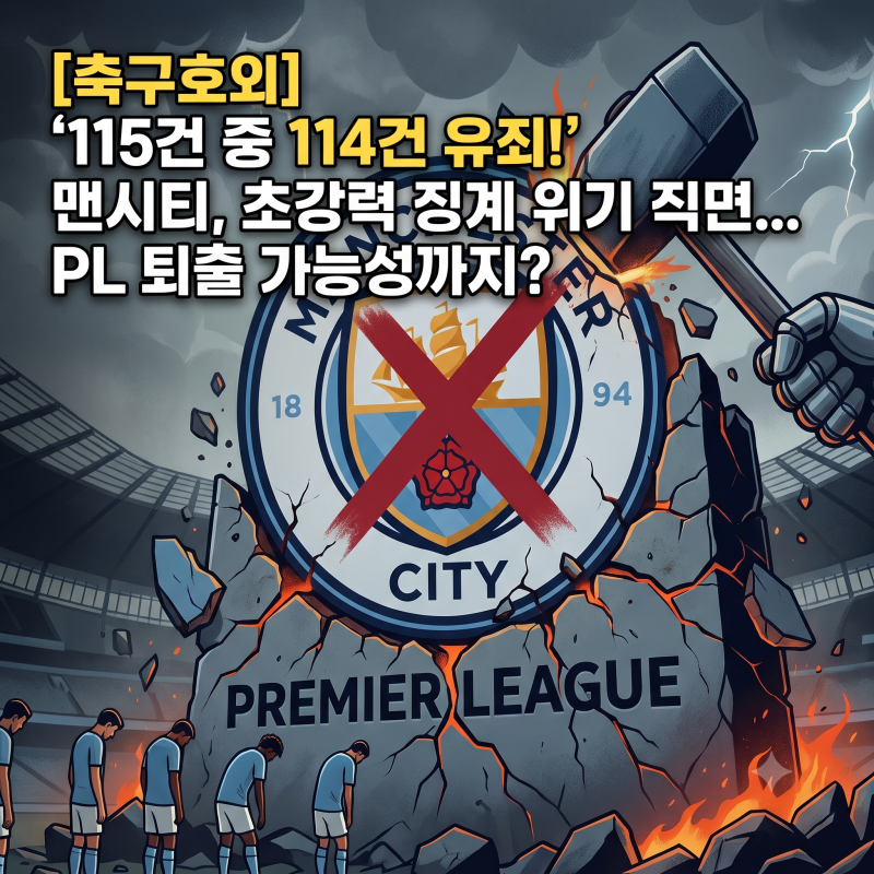 [축구호외] '115건 중 114건 유죄!' 맨시티, 초강력 징계 위기 직면... PL 퇴출 가능성까지?
