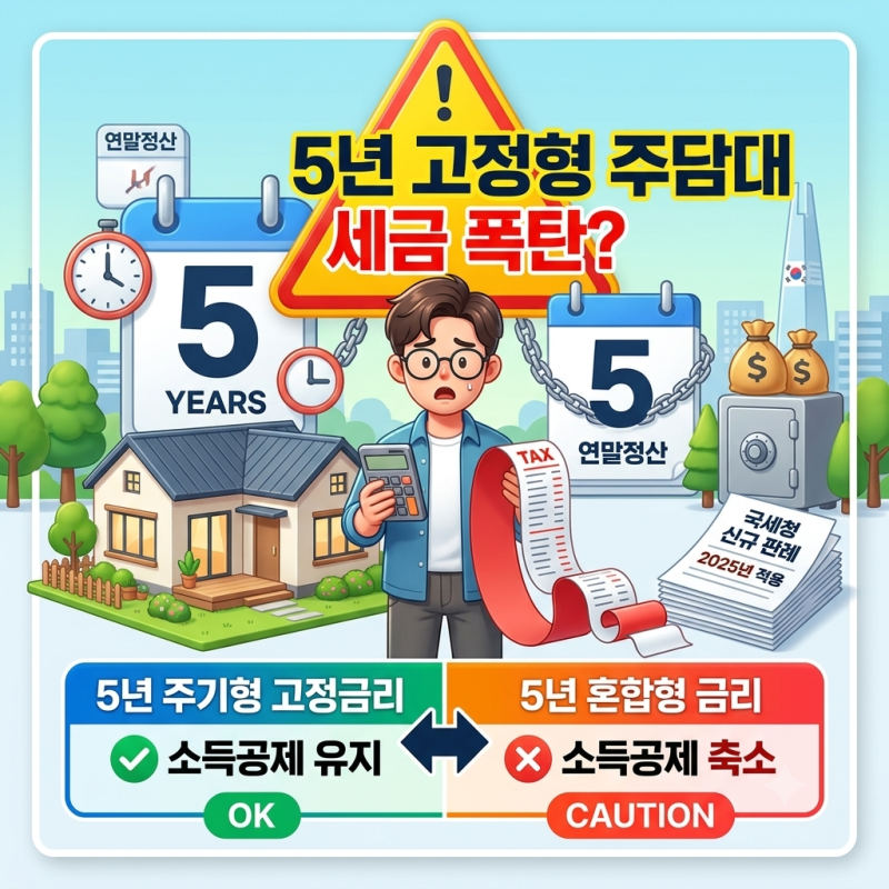 5년 변동금리도 주담대 이자 소득공제 세금 폭탄 맞는다? (5년 주기형 vs 5년 혼합형 꼭 확인하....
