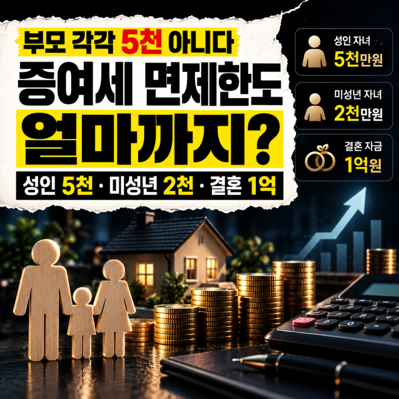 증여세 면제한도 얼마? 자녀·손자·부모 10년 기준과 결혼 1억까지