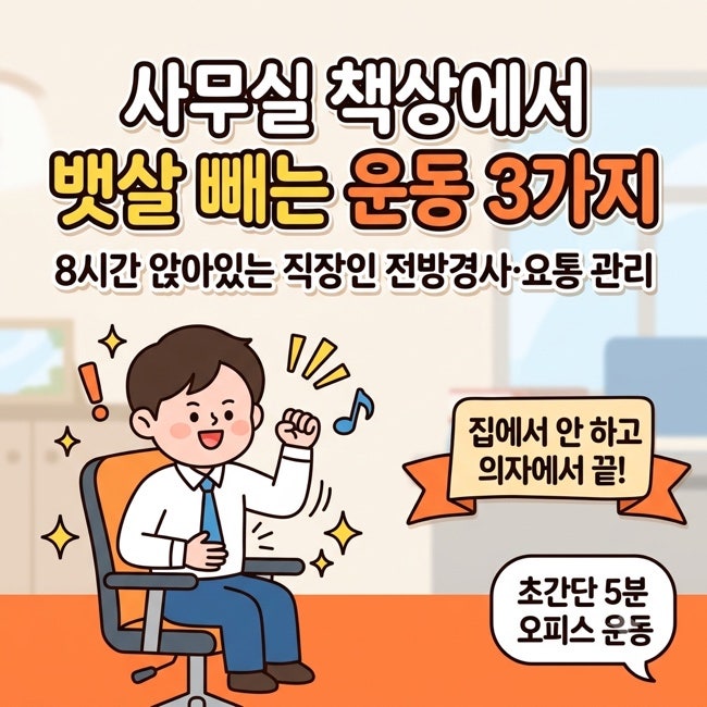 사무실 책상에 앉아서 뱃살 빼는 운동 3가지｜8시간 앉아있는 찐 직장인 전방경사·요통 관리....