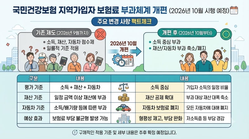 2026년 10월 지역가입자 건강보험료 부과 체계 변동 팩트 체크