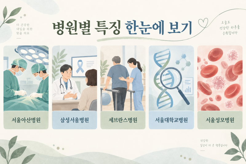서울 빅5 병원 어디로 가야 할까? 병원별 특징과 예약 정보 정리