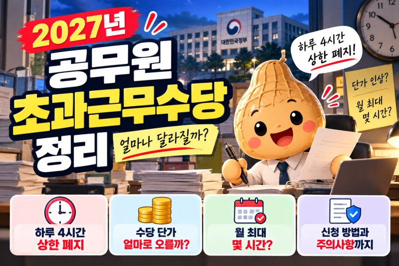 2027년 공무원 초과근무 상한 폐지, 시간외근무수당 얼마나 달라질까?