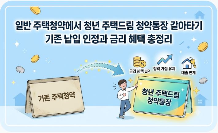 일반 주택청약에서 청년 주택드림 청약통장 갈아타기: 기존 납입 인정과 금리 혜택 총정리