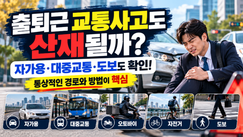 출퇴근 교통사고도 산재될까? 자가용·오토바이·대중교통·도보까지 총정리